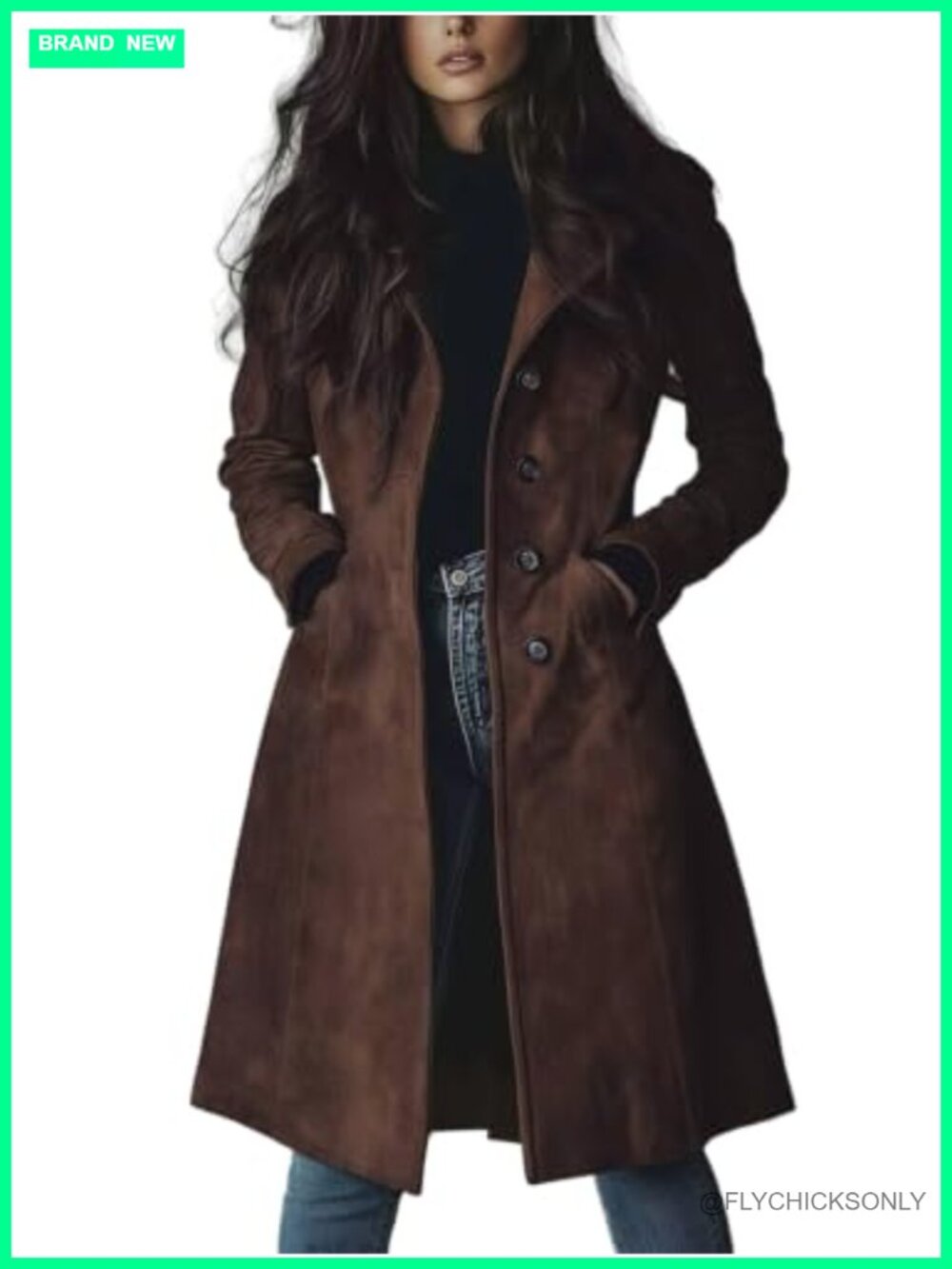 Faux Suede Single Breasted Trench Coat with Pockets